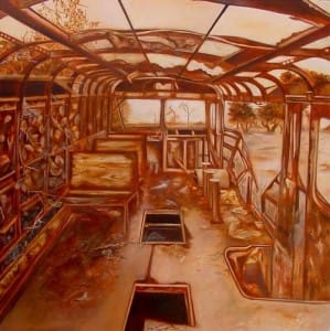 קרן ענבי - אוטובוס, 2005. שמן על בד