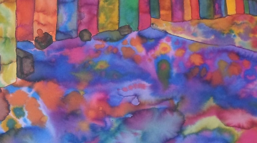 פרט מתוך Time of My Life, 2013 צבעי מיים על נייר 70×300 ס"מ