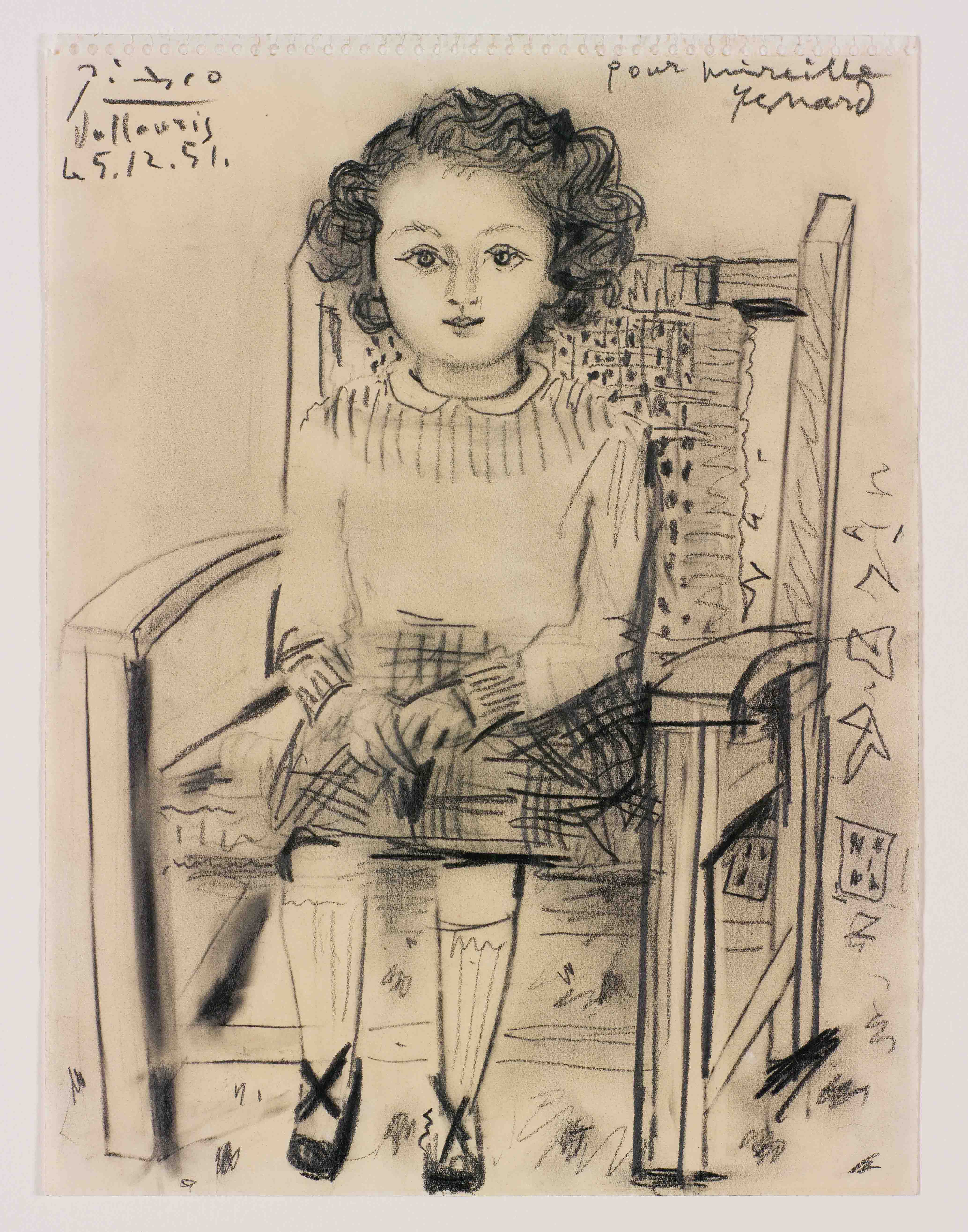פבלו פיקאסו, "דיוקן של מיריי", עיפרון על נייר, 1951, מתוך "קירות נמסים", הגלריה האוניברסיטאית, תל-אביב
