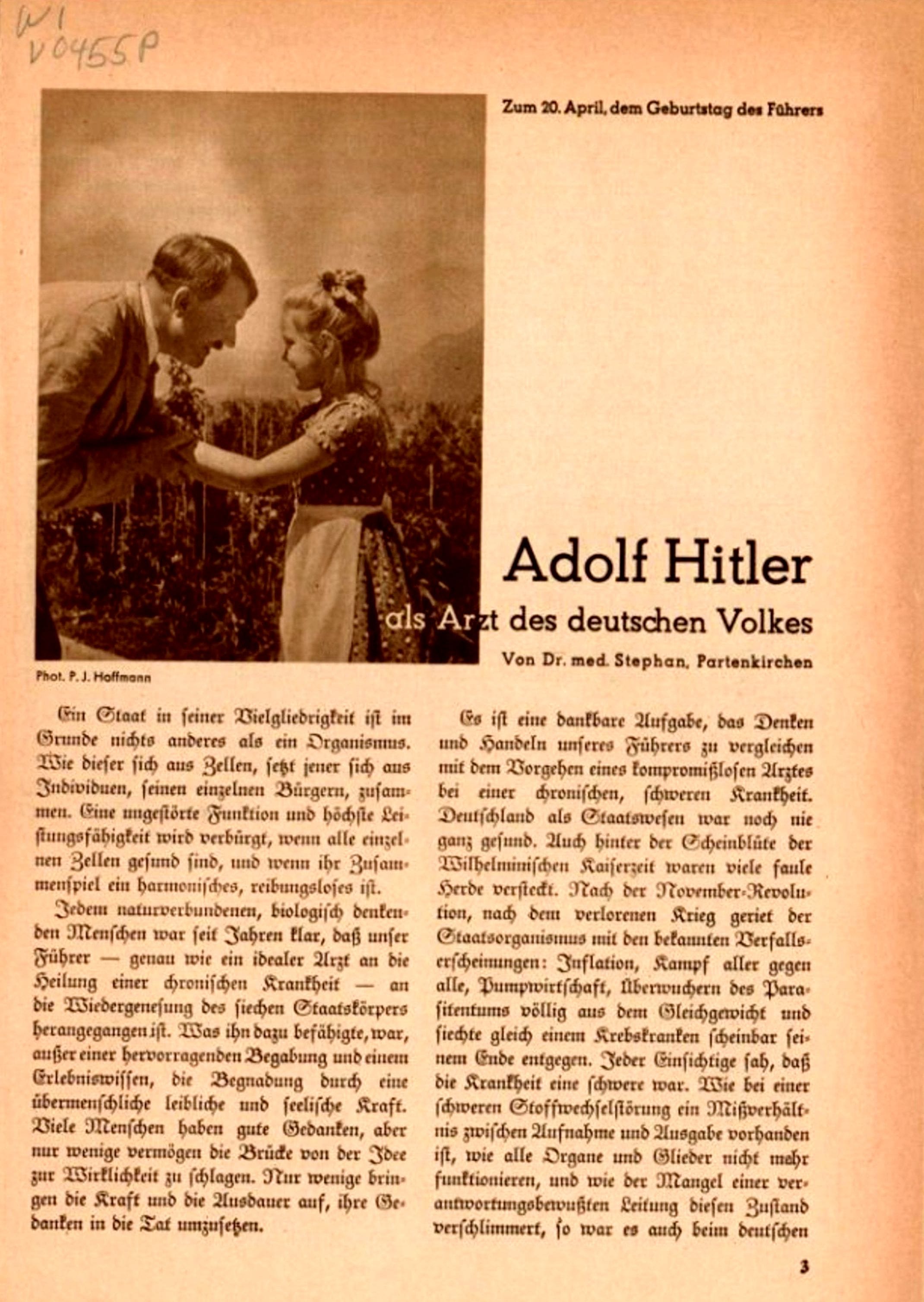היטלר עם ילדה קטנה. מתוך התערוכה "רפואה קטלנית – מהשבחת הגזע לפתרון הסופי", מוזיאון לוחמי הגטאות