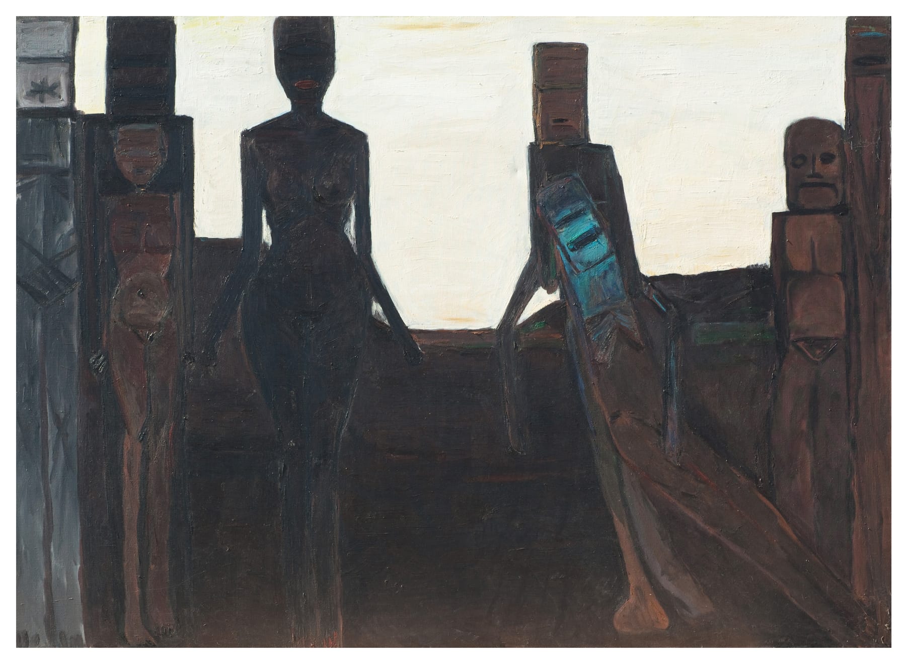 אלי שמיר, "משפחה ביום חמסין", 1983 , שמן על בד, 198×273 ס"מ