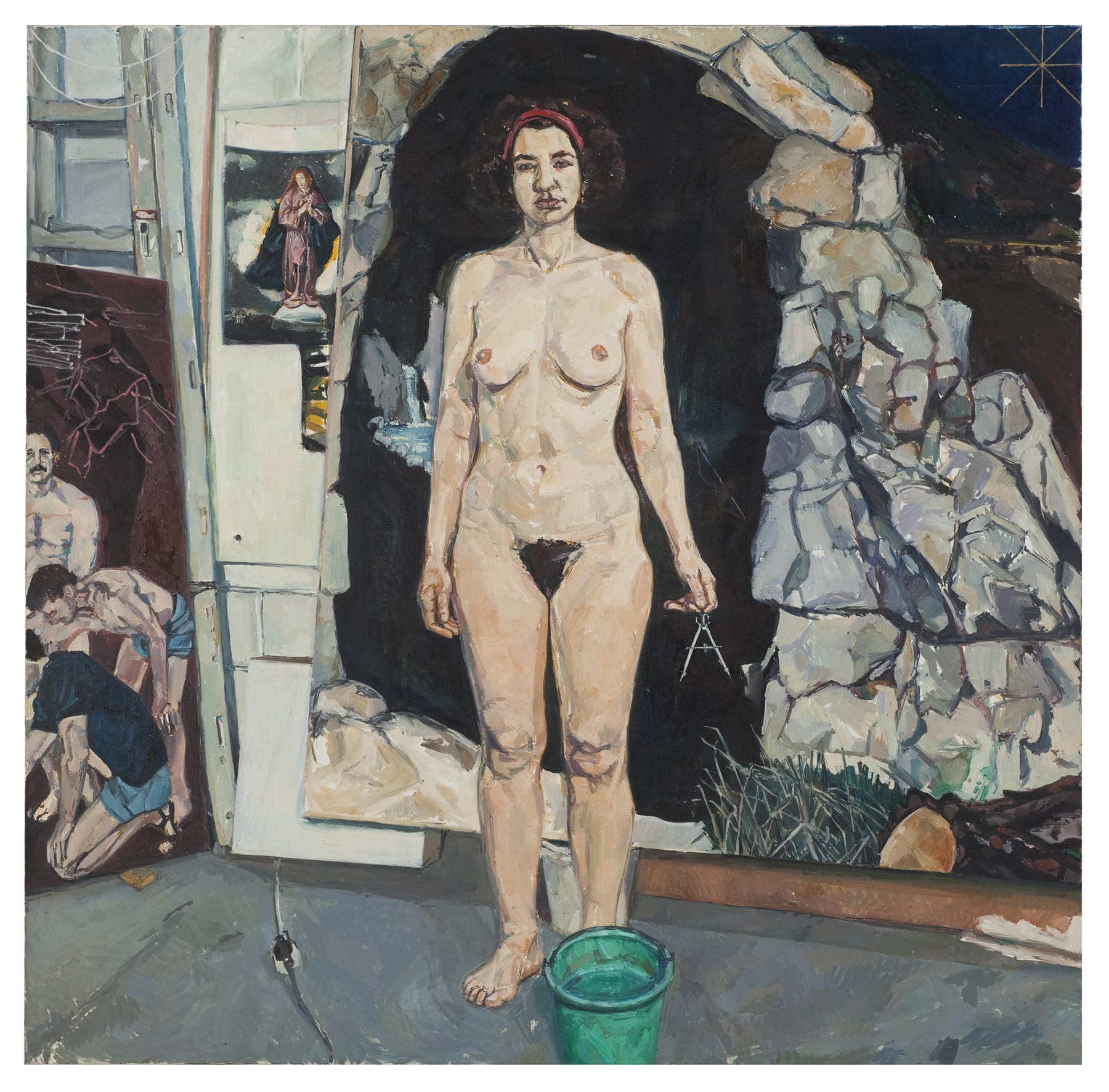 אלי שמיר, "אשה עם מחוגה", 1988-9, שמן על בד, 155.5×156 ס"מ