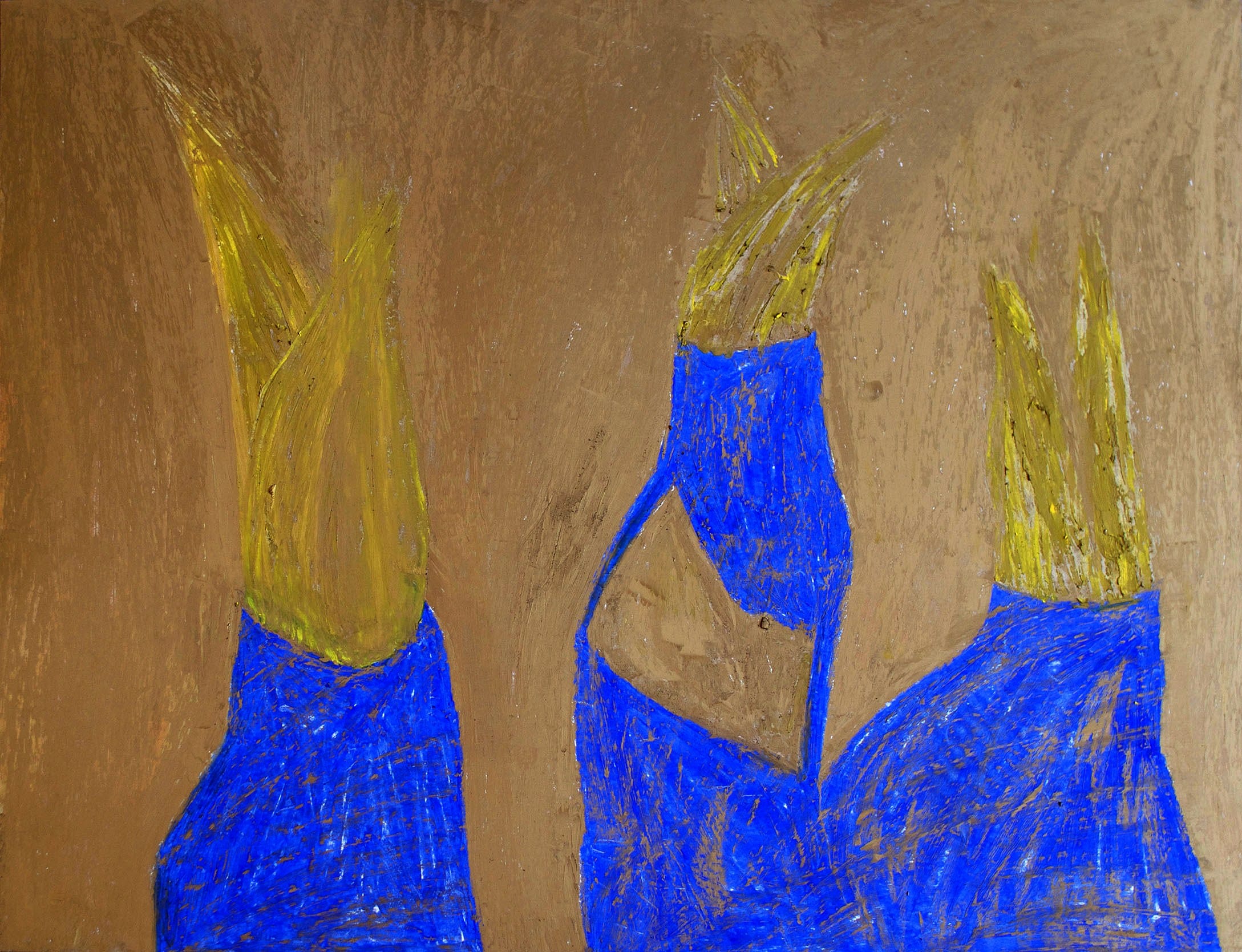 ירון אתר, "להבות", 2015, פסטל על נייר, 48x61 ס"מ