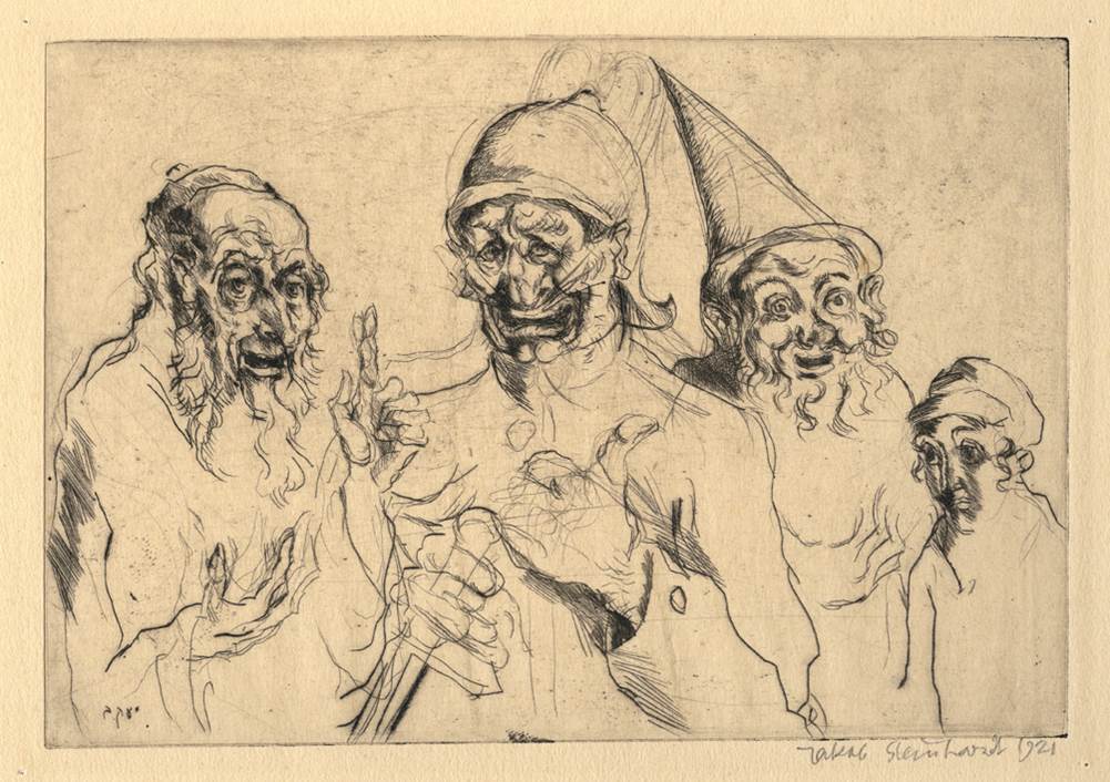 יעקב שטיינהרט - ארבעה בנים, איור להגדה של פסח, תחריט יבש, 1921