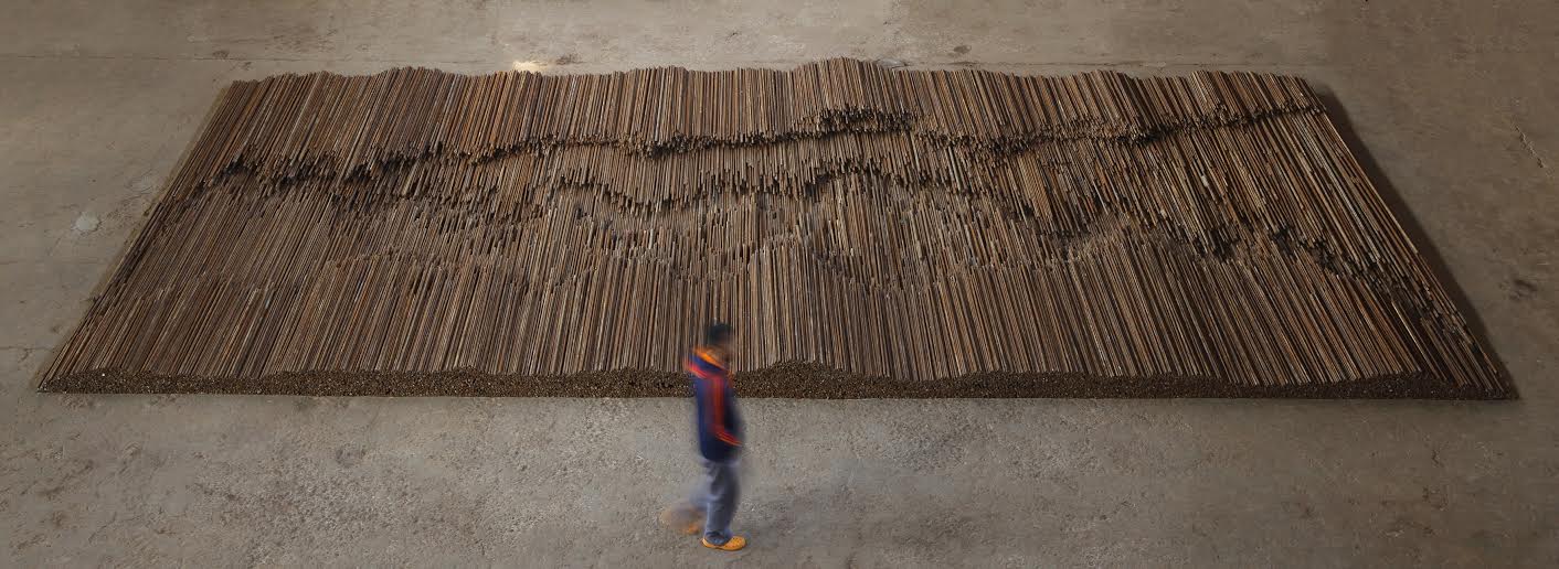 Ai Weiwei Straight, 2008-12. Steel reinforcing bars, 600 x 1200 cm. Lisson Gallery, Image courtesy of Ai Weiwei Studio © Ai weiwei