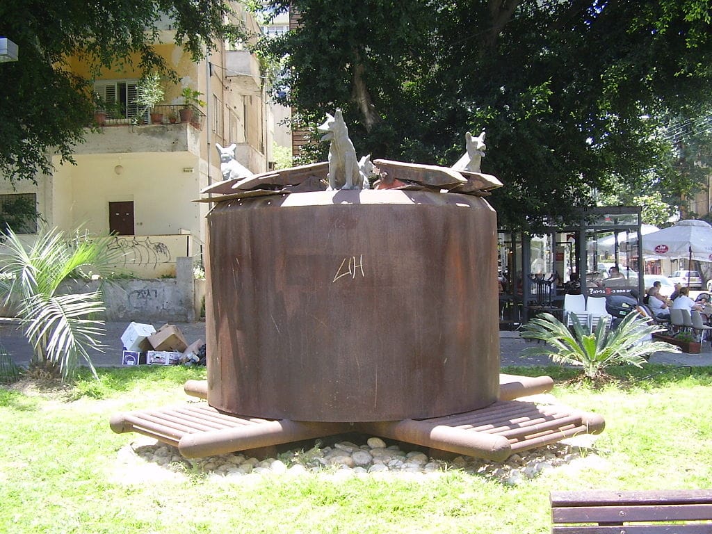 יעקב דורצ׳ין - באר וארבעה כלבים, 1990, רחוב קינג ג'ורג' פינת שדרות בן ציון, תל אביב-יפו